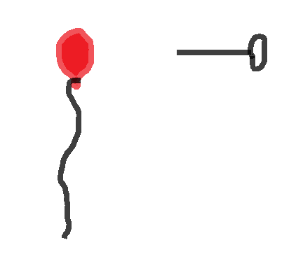 A pin attempting to pop the balloon.
